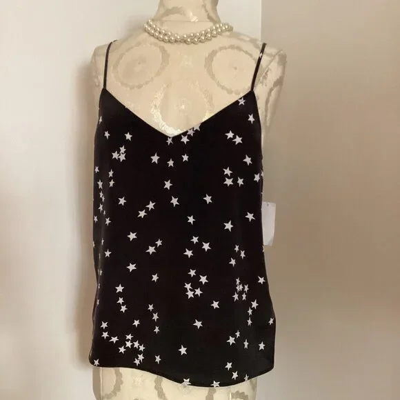 NWT Equipment Femme Layla Silk Cami Black Celestial Star Print XS CASUAL CITY - Picture 3 of 4